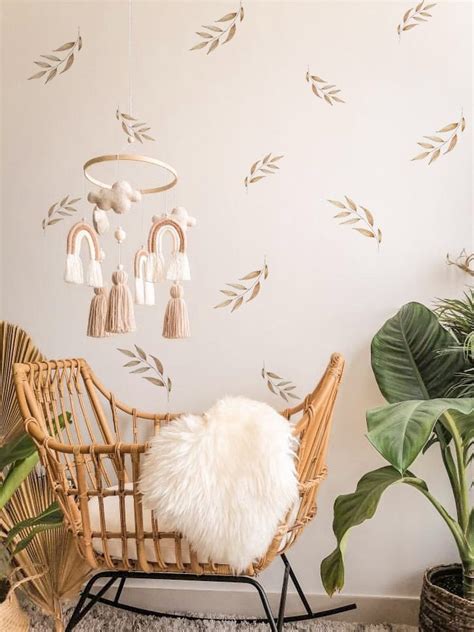 Reusable Boho Leafy Wall Decal Stickers Etsy