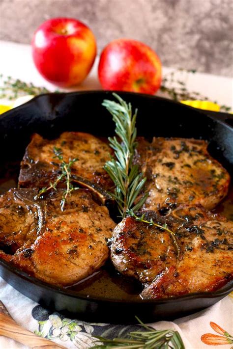 Herb Crusted Pork Chops With Apple And Maple Bourbon Glaze Lemon Blossoms