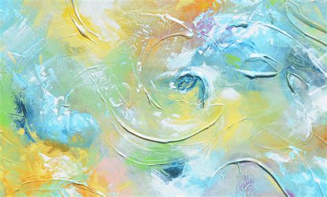 Giclee Print Art Abstract Painting Aqua Blue White Moderncoastal Canva