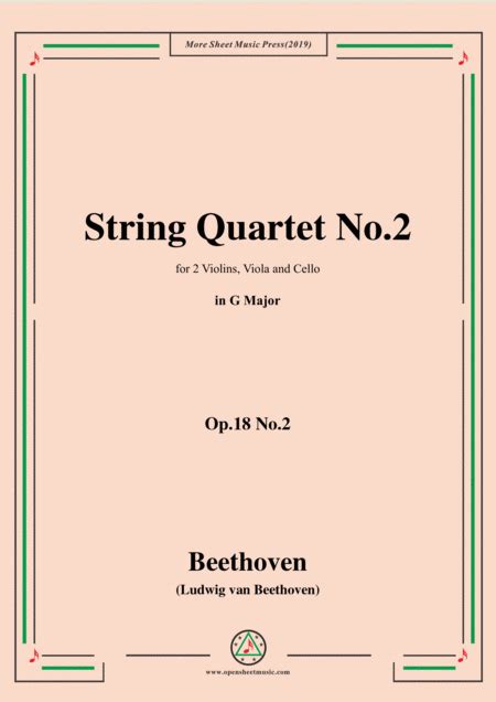 Beethoven String Quartet No 2 In G Major Op 18 No 2 Sheet Music