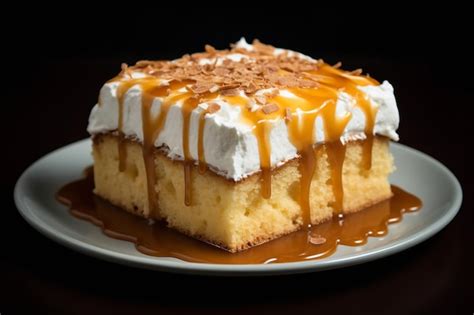 Premium Photo Tres Leches Cake With Dulce De Leche Mexican Dessert