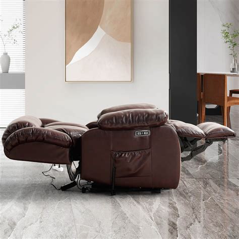 Infinite Position Lift Recliner Chair W Massage And Heating Power By Dual Motor Real Leather