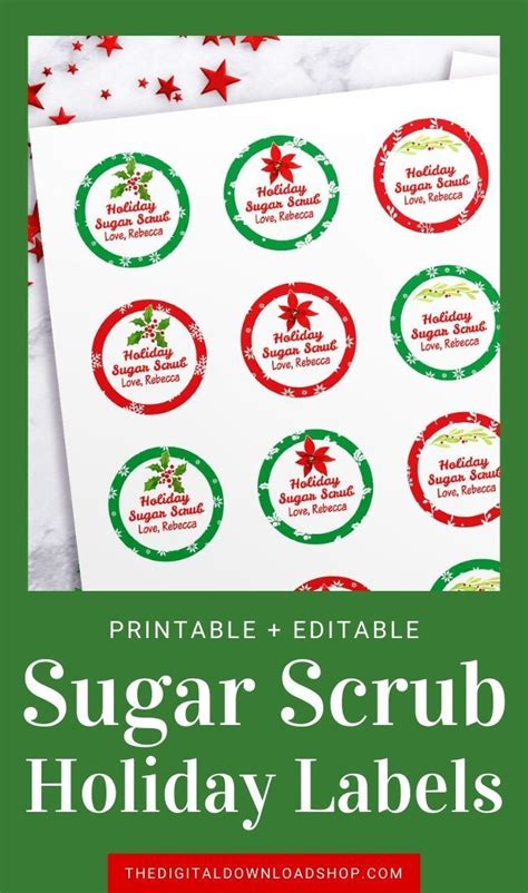 Christmas Sugar Scrub Labels Template Watercolor Floral Edit Online