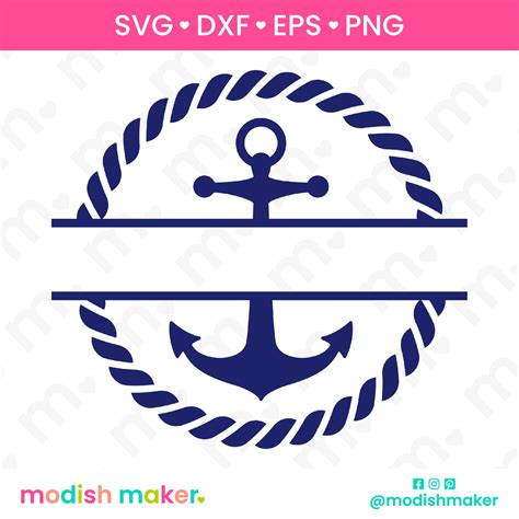 Split Anchor Rope Svg Split Anchor Name Frame Svg Monogram Etsy