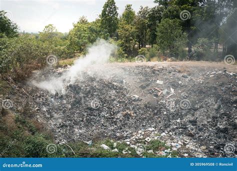 Garbage And Fire Burn In Landfill Cause Of Air Pollution Environmental