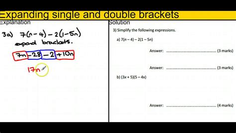 Expanding And Simplifying Single And Double Brackets Youtube