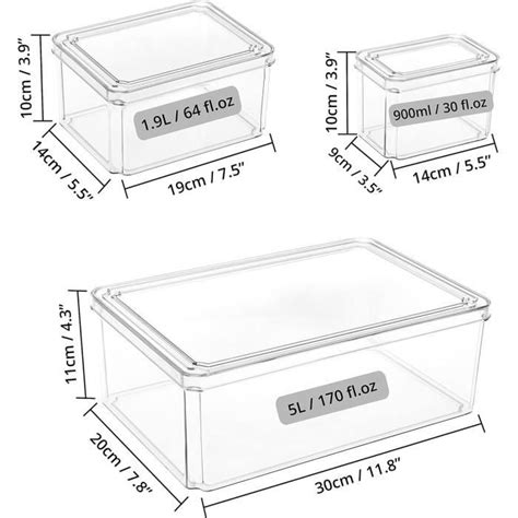 Boite Rangement Frigo Et Aliments En Plastique Avec Couvercle Lot De 4