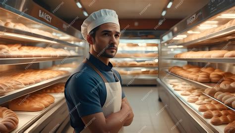 Premium Photo A Futuristic Potrait Photo Of Bakery Man With Bakery