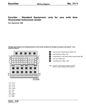 Fillable Online Vwts 71 1 Wiring Diagram EuroVan Standard Equipment