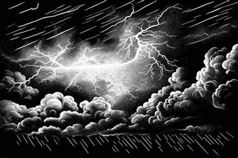 Premium AI Image | a black and white drawing of a lightning storm