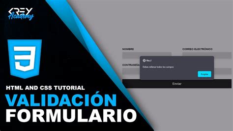 C Mo Validar Un Formulario En Html Css Y Javascript Youtube