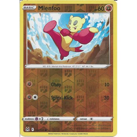 Pokemon Trading Card Game 103 196 Mienfoo Reverse Holo SWSH 11 Lost