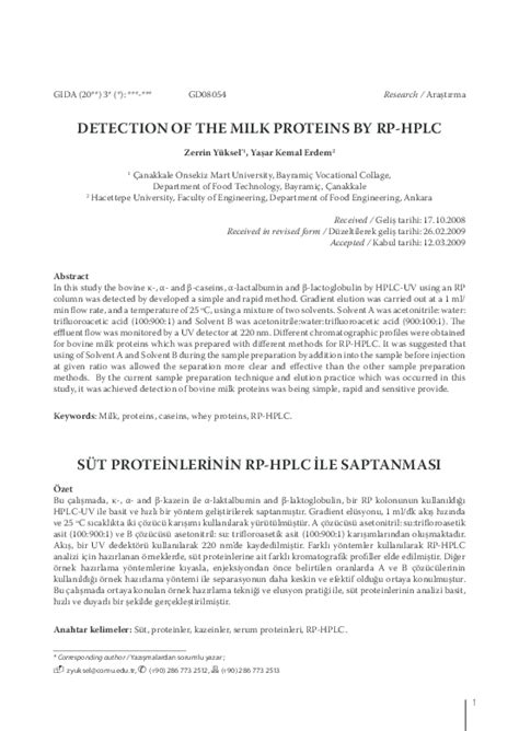 (PDF) Rapid RP-HPLC Detection of Bovine Milk Proteins