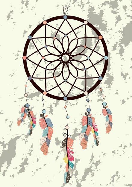 Premium Vector Illustration With Hand Drawn Dream Catcher Feathers