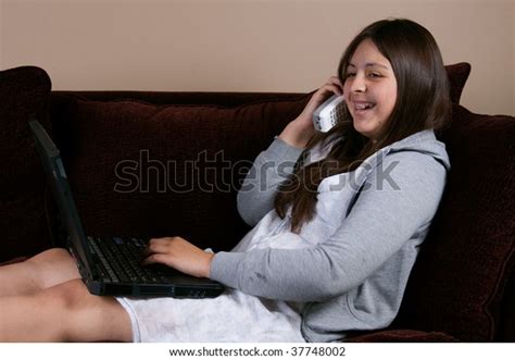 Pretty Brunette Hispanic Teenage Girl Braces Stock Photo Edit Now 37748002