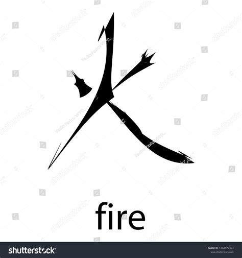 Fire Japanese Kanji Japanese Calligraphy Vector Stock Vector (Royalty ...