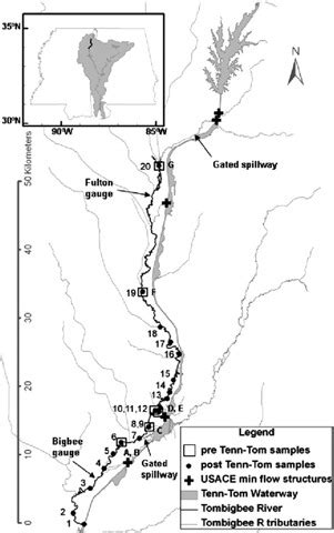 Map of the upper Tombigbee River and Tennessee-Tombigbee Waterway ...