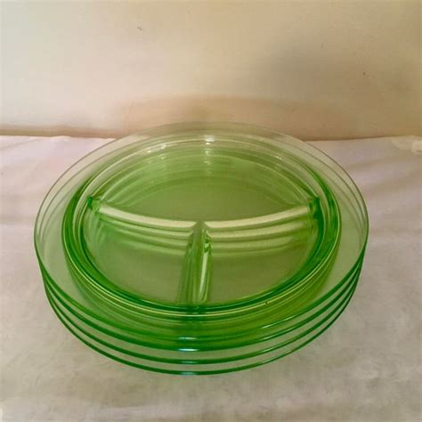 Vintage Green Depression Glass Plates Set Of 4 Chairish