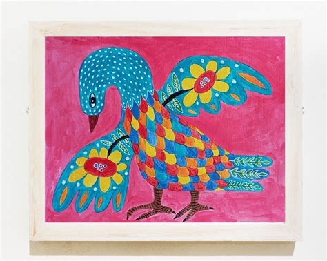 Folk Art Bird Original Painting Original Folk Art Acrylic Painting