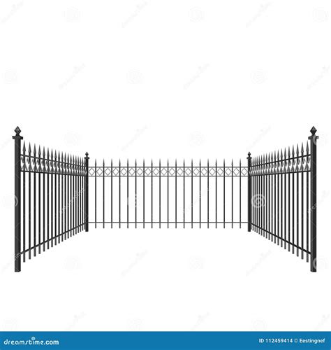 Metal Fence Isolated On White Background Vector Illustration Stock