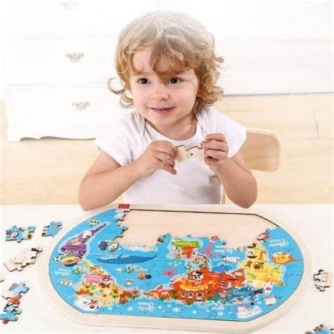 Puzzle Interactiv Din Lemn Pentru Copii Harta Lumii Esteto Ro