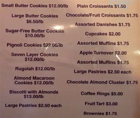 Menu At Ciros Pastry Shop Desserts New York City