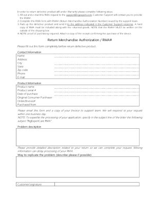 Fillable Online REU Return Merchandise Authorization Form Rtf Fax Email