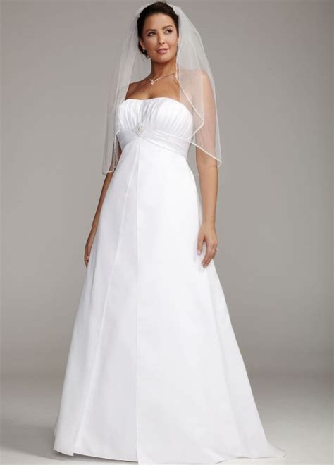 Davids Bridal Strapless Satin Wedding Dress With Pleated Bodice Ebay