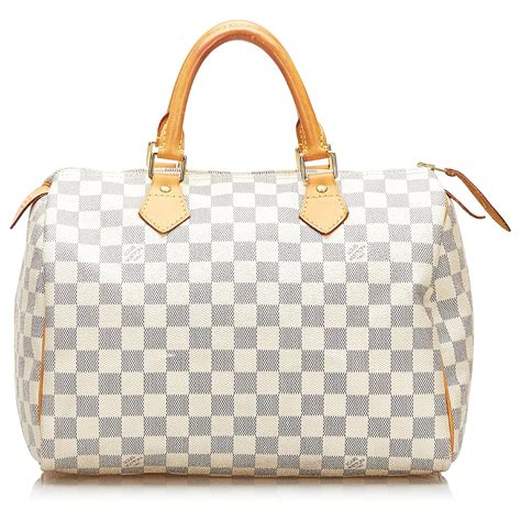 Louis Vuitton White Damier Azur Speedy 30 Bianco Tela Ref 712660 Joli