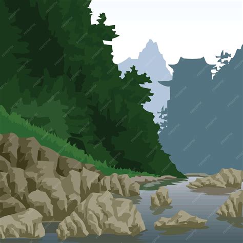 Premium Vector | River Nature Illustration Vector