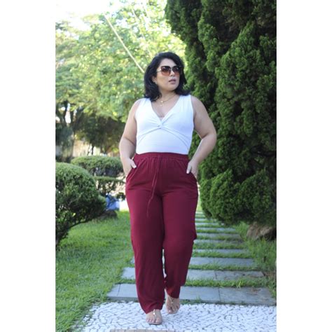 Topo Imagem Cal A Jeans Elastico Na Cintura Feminina Plus Size