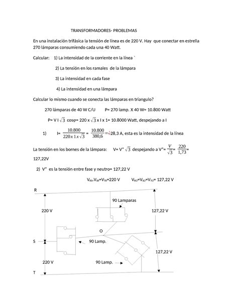 Transformadores TRANSFORMADORES PROBLEMAS En una instalación