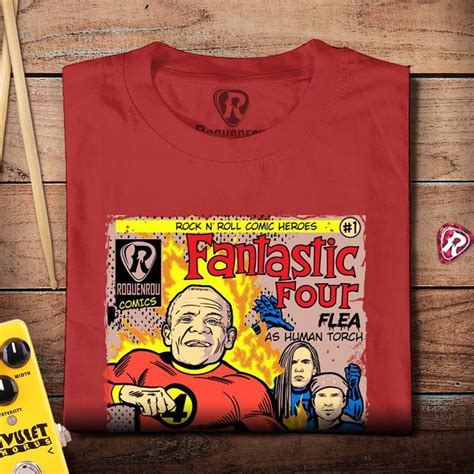 Camiseta Rock Red Hot Quarteto Fant Stico Tamanho Adulto Mangas Curtas Na Cor Vermelha