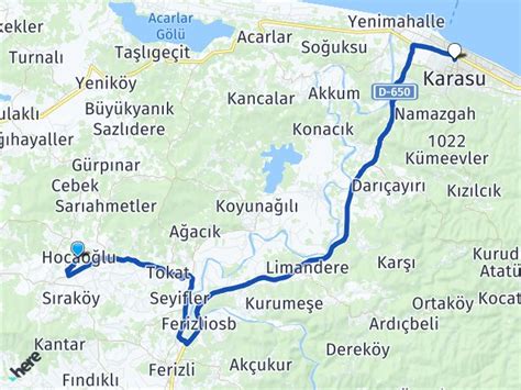 Ferizli Hocaoğlu Karasu Otogarı Arası Kaç Km Yol Tarifi