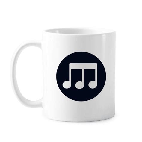 Triple Quaver Music Notes Black Mug White Pottery Classic Cerac Cup