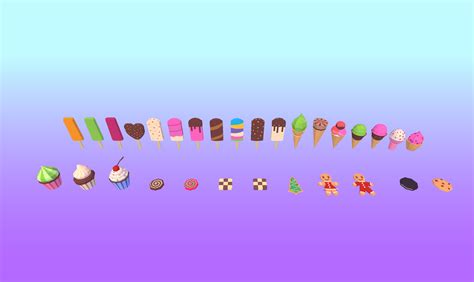 Food Pack Low Poly Pastry Sweets And Desserts Gamedev Market