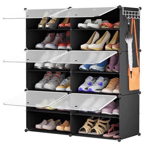 Homidec Shoe Rack 6 Tier Shoe Storage Cabinet 24 Pair Plastic Shoe