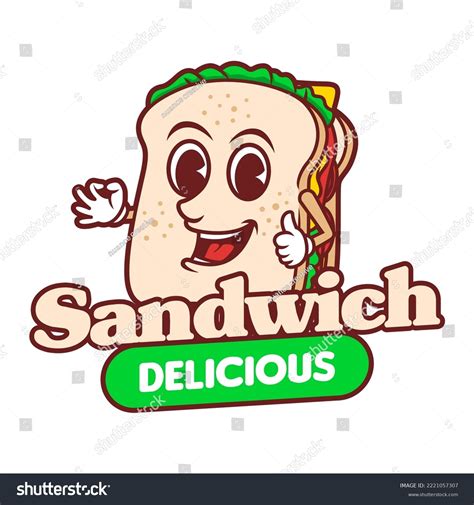 Sandwich Mascot Cartoon Sandwich Illustration Logo Stock Vector