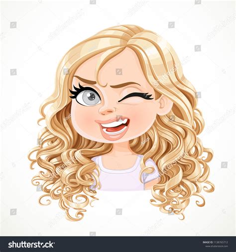 Beautiful Cheerily Wink Cartoon Blond Girl Stock Vector Royalty Free