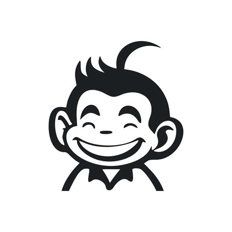 Black and white Uncomplicated logo with Adorable and cute monkey ...