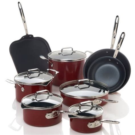 Emeril By All Clad E908sd73 Hard Enamel 13 Piece Cookware Set Red