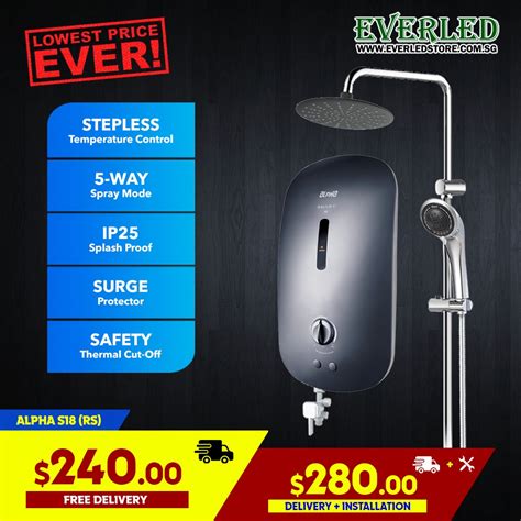 Alpha Instant Shower Heater Alpha Smart 18 Rain Shower Set Shopee Singapore