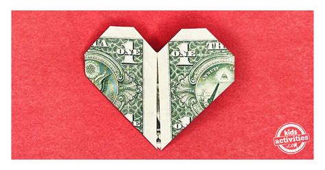 super easy dollar bill heart money origami  easy dollar bill