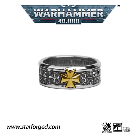 Black Templar Warhammer Ring Of Crusader Vows Gold Empire Champion Rin