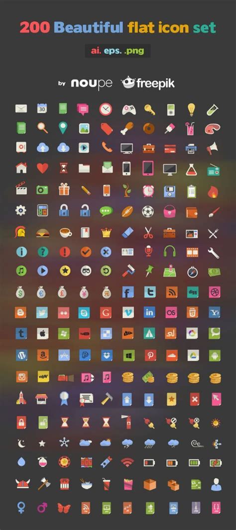 200 Beautiful Flat Icons Fribly Web Design Freebies Design