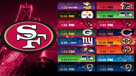 2015 San Francisco 49ers Schedule Desktop Background 49ers