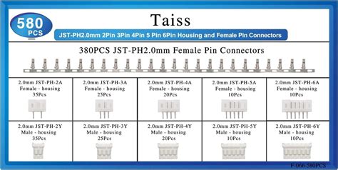 Pcs Jst Ph Connector Kit Mm Pin Housing Female And Male