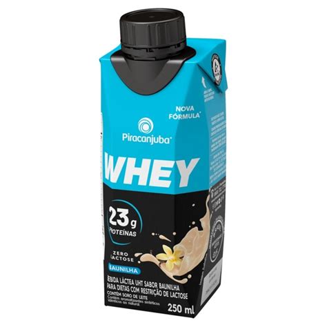 Bebida Láctea UHT Baunilha Zero Lactose Piracanjuba Whey Caixa 250ml