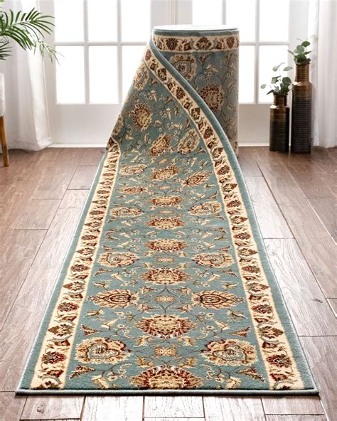 Abbasi Custom Size Runner Traditional Light Blue Choose Your Width X