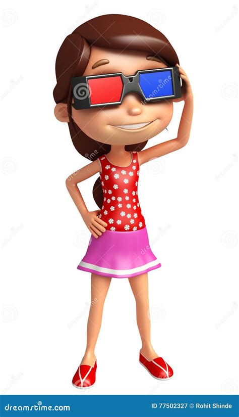 Kid Girl With 3d Goggle Stock Illustration Illustration Of Cute 77502327